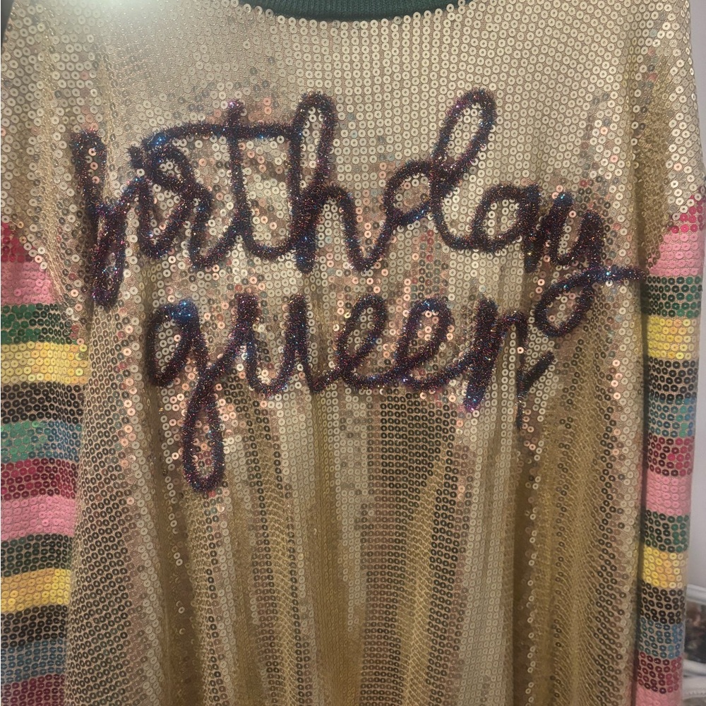 Queen of Sparkles XXL Gold Sequin 'Birthday Queen’ sweater